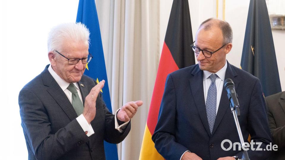 Kanzler Merz absolviert einen Antrittsbesuch in Baden-Württemberg. Bild: Marijan Murat/dpa