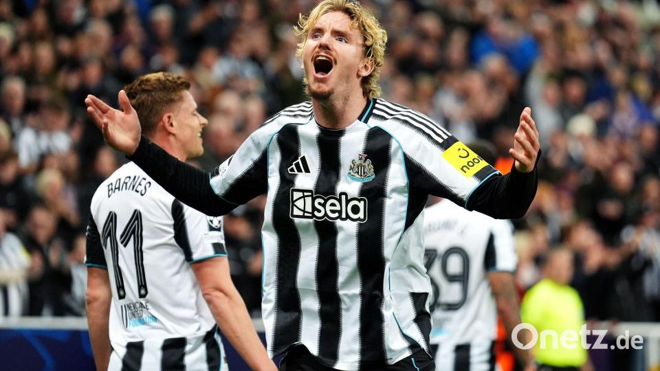 Nick Woltemade feiert mit Newcastle United den Sieg gegen Benfica Lissabon Bild: Mike Egerton/PA Wire/dpa