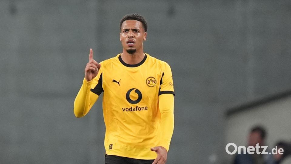 Bejubelt sein Tor: Felix Nmecha. Bild: Marcus Brandt/dpa