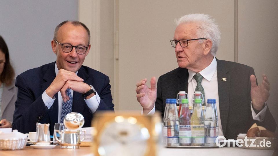 Kretschmann kommt mit Merz deutlich besser klar als mit seinem Vorgänger Olaf Scholz (SPD). Bild: Marijan Murat/dpa POOL/dpa