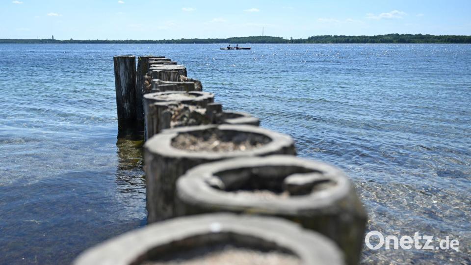 Im Cospudener See wird geschwommen beim Ironman70.3 in Leipzig. Bild: Elisa Schu/dpa