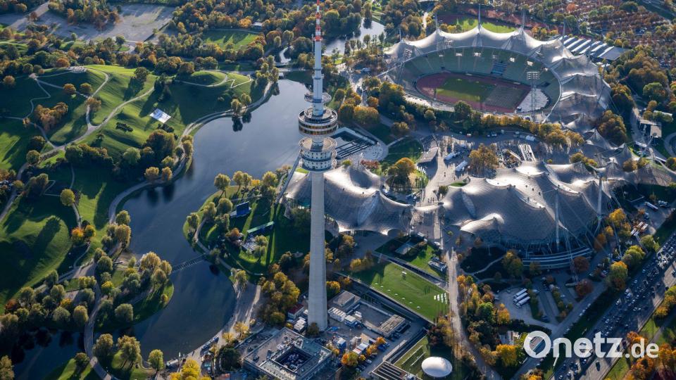 Das Münchner Olympiastadion aus der Luft. Bild: Peter Kneffel/dpa
