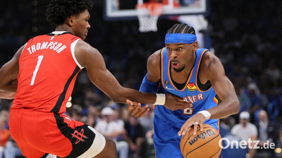 Shai Gilgeous-Alexander (rechts) und OKC sind die Gejagten in dieser Saison. Bild: Nate Billings/AP/dpa