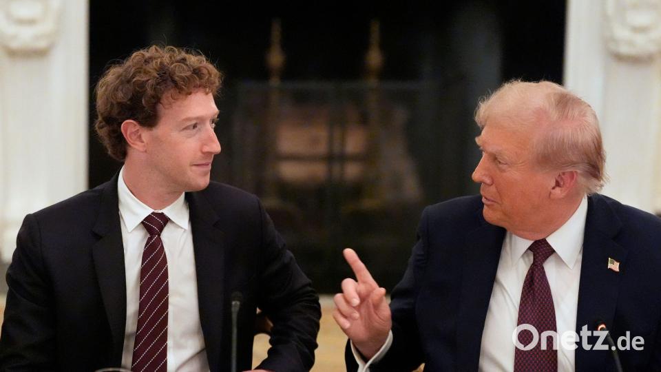 Zuckerberg dürfte sich auch Unterstützung von US-Präsident Donald Trump erhoffen. (Archivbild) Bild: Alex Brandon/AP/dpa