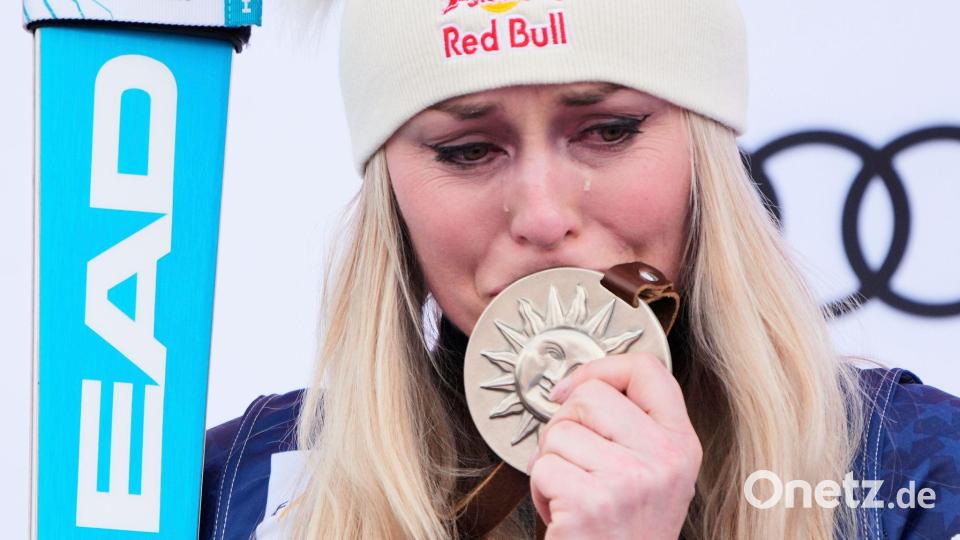 Tränen nach Platz zwei im Super-G von Sun Valley: Lindsey Vonn. (Archivbild) Bild: John Locher/AP/dpa