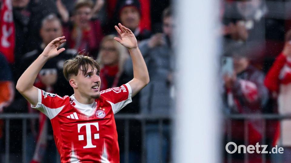 Darf er wieder spielen - und jubeln? Bayern-Talent Lennart Karl. Bild: Sven Hoppe/dpa