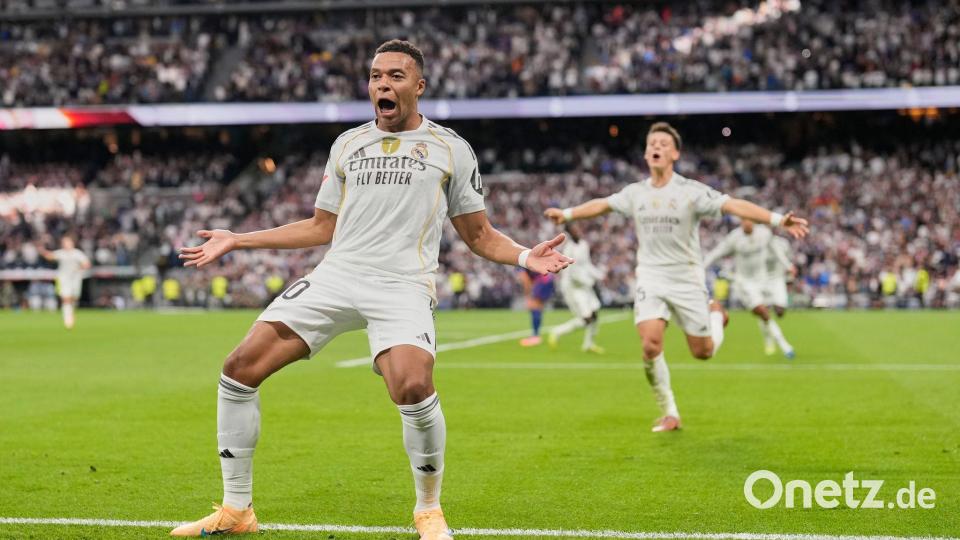 Kylian Mbappé brachte Real Madrid gegen Barcelona in Führung. Bild: Bernat Armangue/AP/dpa