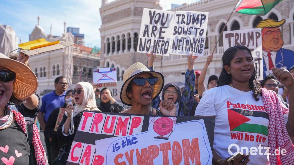 In Kuala Lumpur kam es zu Protesten gegen den Trump-Besuch. Bild: Azneal Ishak/AP/dpa