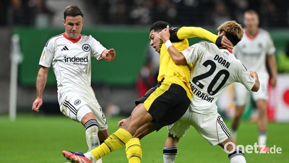 Eintracht Frankfurt und Borussia Dortmund lieferten sich einen packenden Pokal-Kampf. Bild: Arne Dedert/dpa