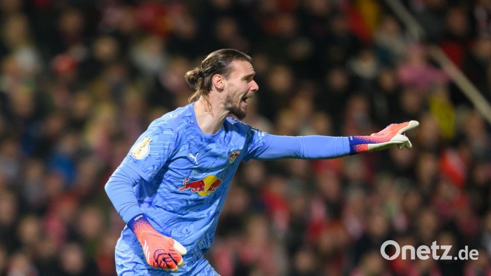 Torwart Maarten Vandevoordt (RB Leipzig) durfte wie schon in der ersten Pokalrunde im Tor starten. Bild: Robert Michael/dpa