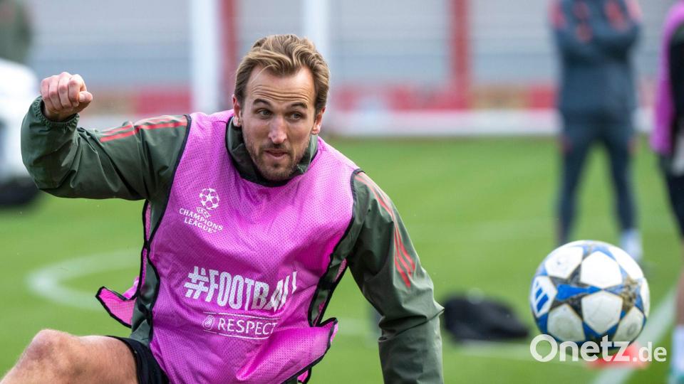 Ausgeruht und bereit für das große Spiel: Harry Kane beim Bayern-Training. Bild: Peter Kneffel/dpa