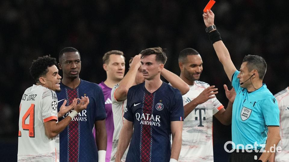 Luis Díaz kann es nicht fassen: Er sieht Rot. Bild: Thibault Camus/AP/dpa