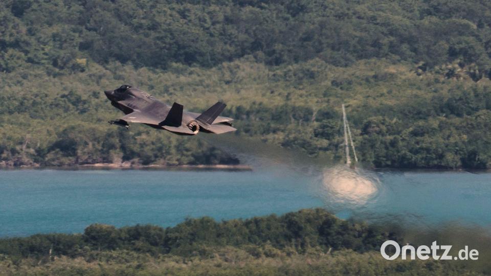 Ein US-Kampfjet vom Typ F35 startet vom Flughafen Jose Aponte de la Torre in Puerto Rico. Bild: Alejandro Granadillo/AP/dpa