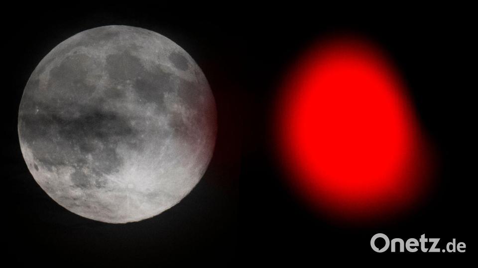 Der Mond ist teils mehr als 400.000 Kilometer von der Erde entfernt, am Mittwoch waren es rund 50.000 Kilometer weniger. Bild: Boris Roessler/dpa