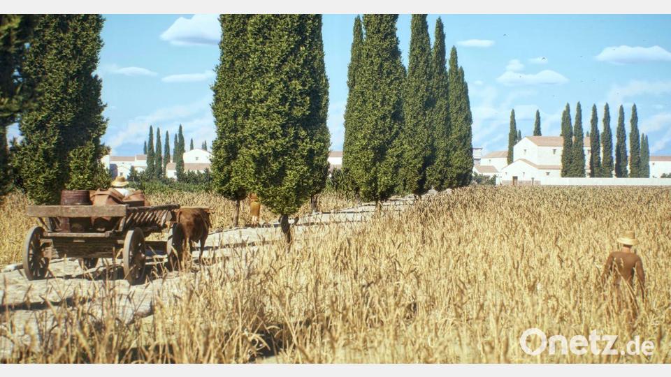 Vielbefahrene Straßen waren oft gepflastert, wie in der antiken Stadt Timgad in Algerien Bild: -/tiner-e, Artas Media, MINERVA/dpa