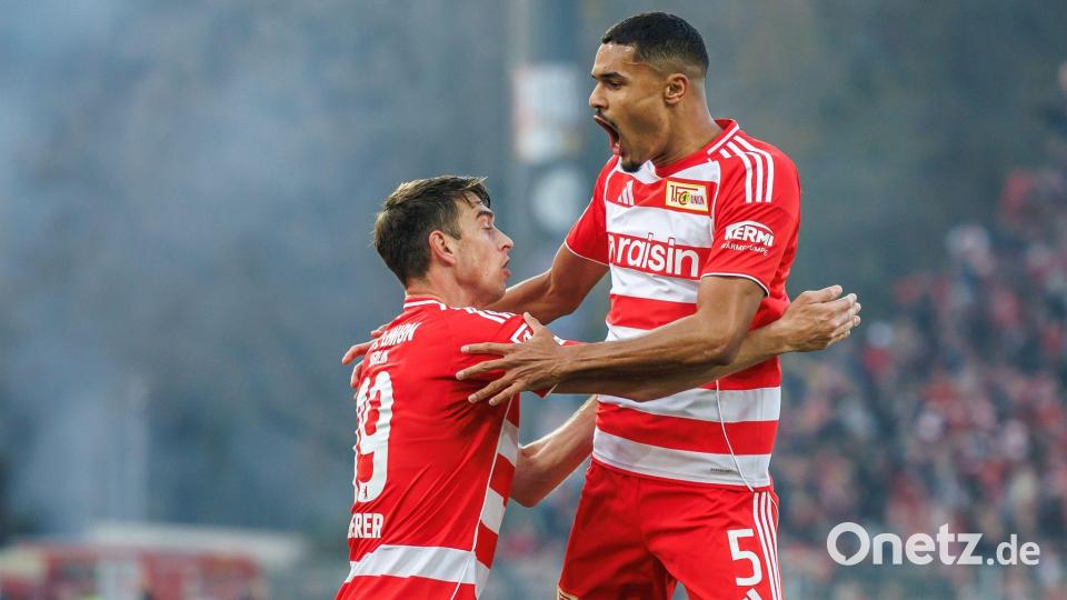 Danilho Doekhi traf doppelt für Union (r.). Bild: Andreas Gora/dpa