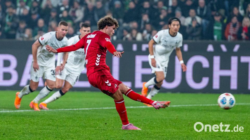 Luca Waldschmidt verwandelt den Elfmeter für Köln. Bild: David Inderlied/dpa