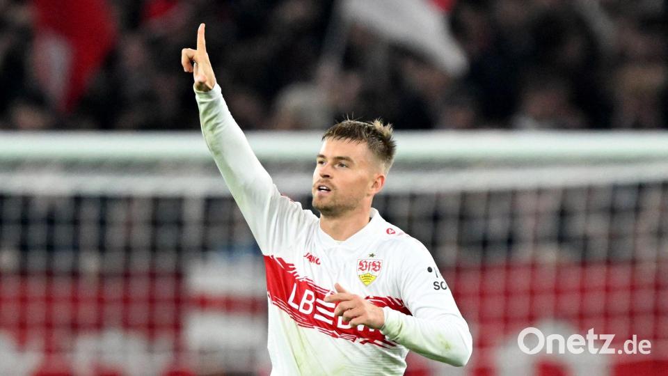 VfB-Nationalspieler Mittelstädt traf per Foulelfmeter zum 1:1. Bild: Bernd Weißbrod/dpa