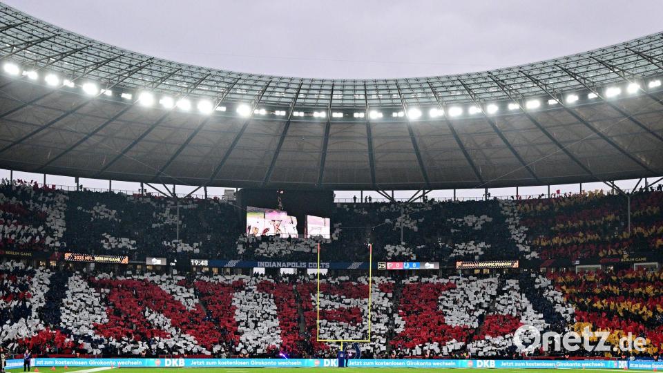 Eine herausragende NFL-Choreo im Olympiastadion. Bild: Sebastian Christoph Gollnow/dpa