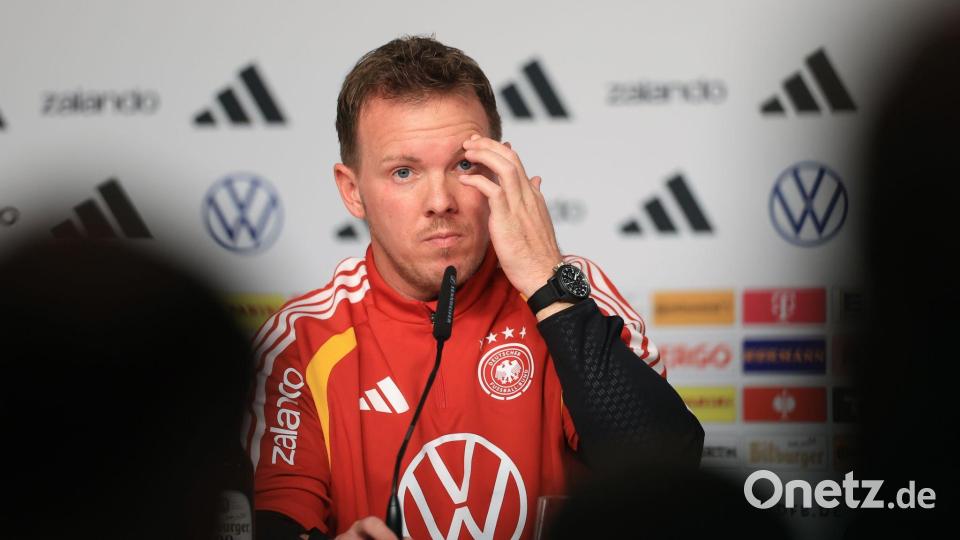Julian Nagelsmann spricht bei der Pressekonferenz vor dem Slowakei-Spiel. Bild: Jan Woitas/dpa