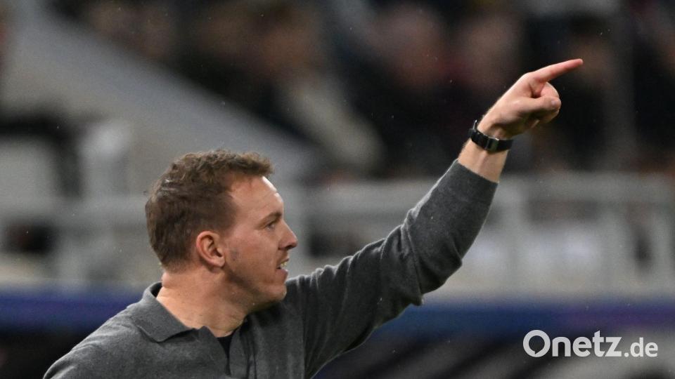 Julian Nagelsmann gibt eine Anweisung an seine Spieler. Bild: Federico Gambarini/dpa