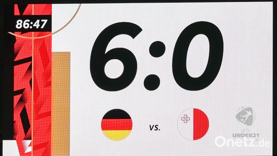 Die deutsche U21 feiert einen klaren Sieg gegen Malta. Bild: Daniel Karmann/dpa