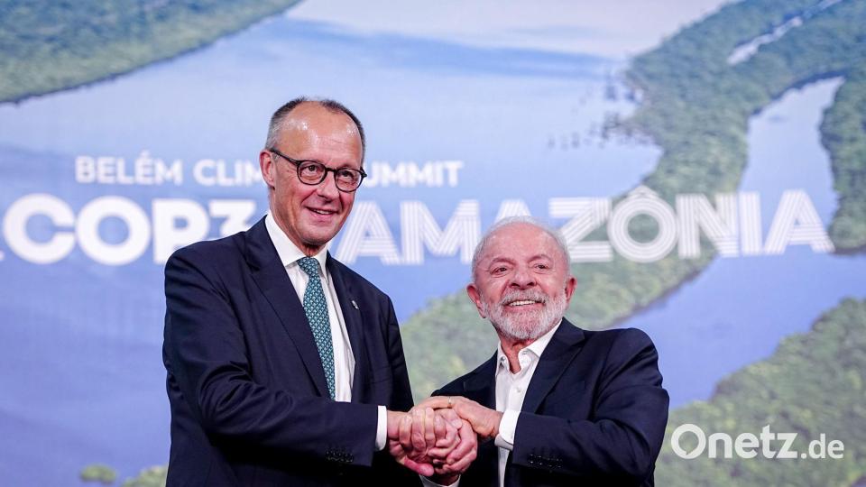 Merz hätte in eine Bar gehen, dort tanzen und die lokale Küche probieren sollen, sagte Lula Richtung Merz. (Archivbild) Bild: Kay Nietfeld/dpa