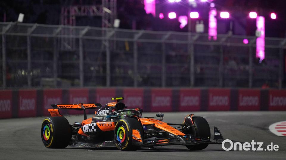 Lando Norris kam mit seinem McLaren überraschend gut zurecht in den ersten Einheiten. Bild: Eric Gay/AP/dpa