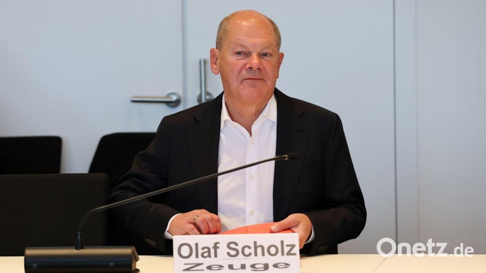 Ex-Kanzler Olaf Scholz (SPD) sagte im Schweriner Untersuchungsausschuss zur Nord Stream 2-Pipeline für russisches Erdgas aus. Bild: Bernd Wüstneck/dpa