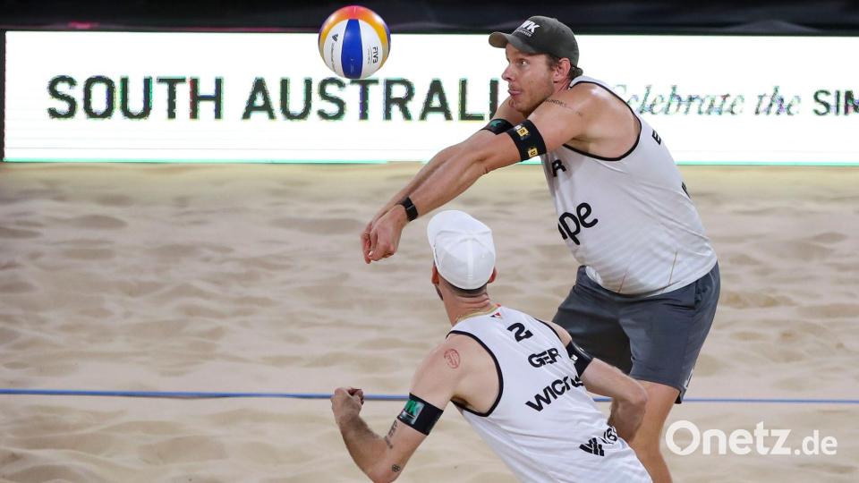 Clemens Wickler (v) und Nils Ehlers in Aktion in ihrem WM-Viertelfinale. Bild: Matt Turner/AAP/dpa