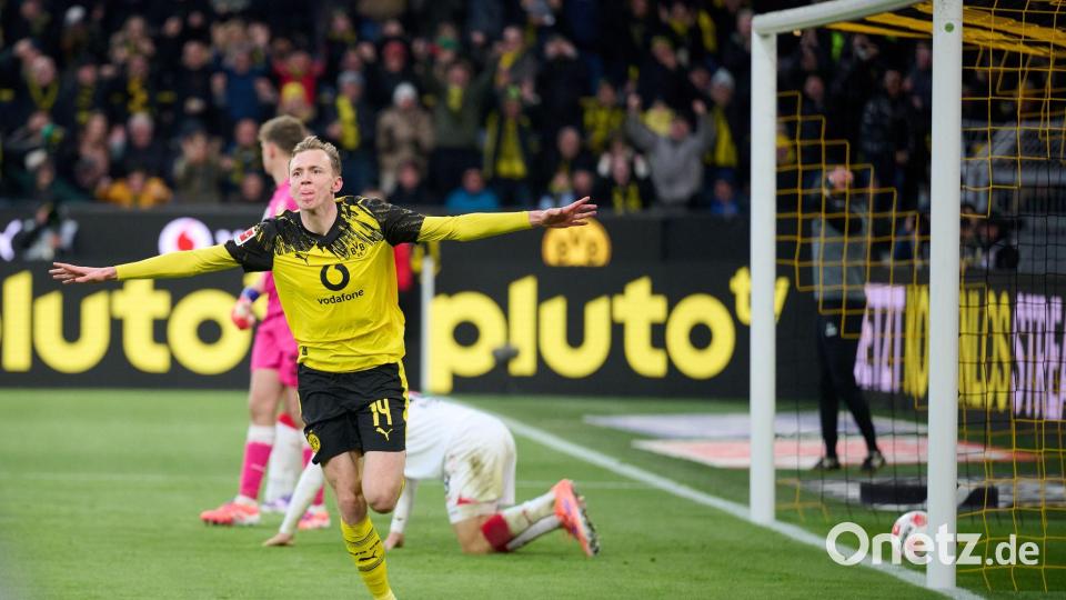 Maximilian Beier erzielte das scheinbar beruhigende 2:0. Bild: Bernd Thissen/dpa