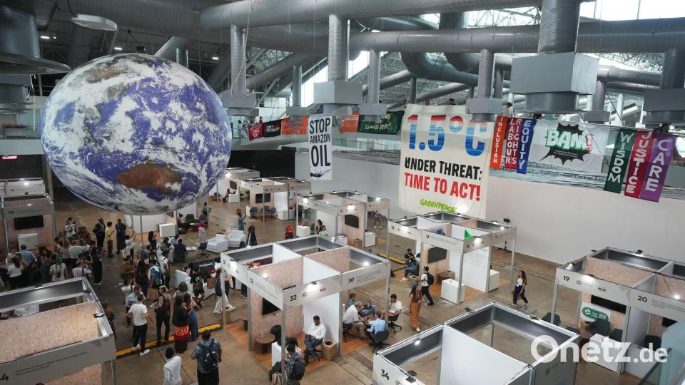Auch auf dem Tagungsgelände gab es Protestaktionen. Bild: Andre Penner/AP/dpa