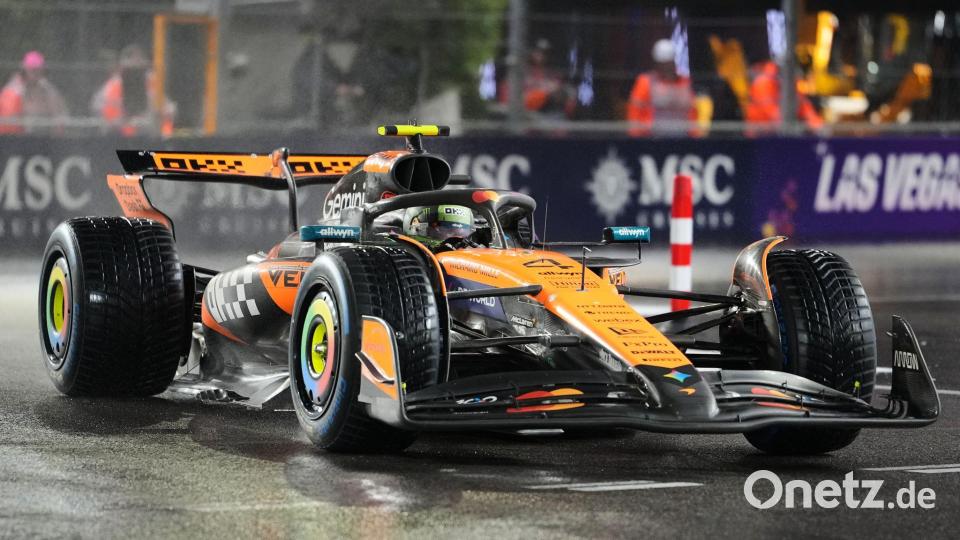 Lando Norris kam mit den Bedingungen am besten zurecht und holte sich die Pole Position. Bild: Nick Didlick/AP/dpa