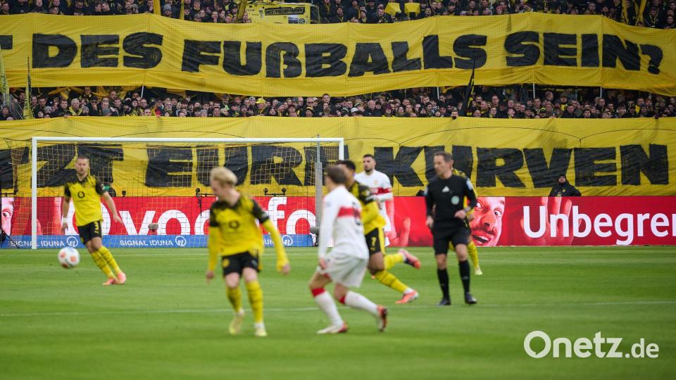 Der Fan-Protest hatte auch Auswirkung auf das Spiel in Dortmund. Bild: Bernd Thissen/dpa