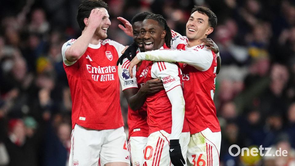 Mann des Spiels: Arsenals Eberechi Eze erzielte im Nord-London-Derby drei Tore. Bild: Adam Davy/PA Wire/dpa