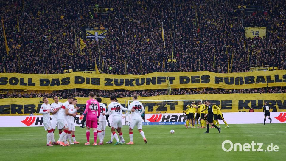 Auch in Dortmund protestierten die Fans: „Soll das die Zukunft des Fußballs sein?“ Bild: Bernd Thissen/dpa
