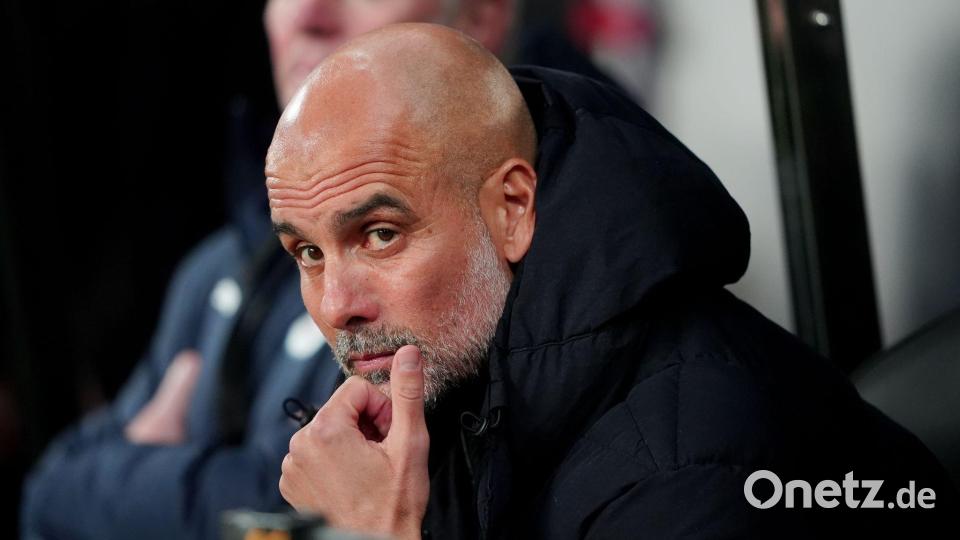 Gegen Leverkusen gefordert: Pep Guardiola. Bild: Owen Humphreys/PA Wire/dpa
