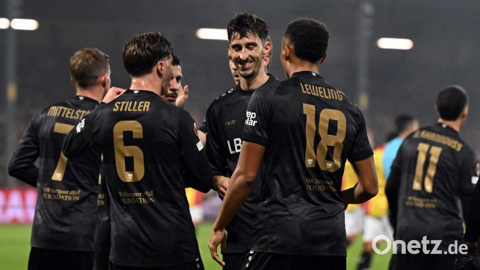 Die VfB-Spieler hatten Grund zur Freude. Bild: Federico Gambarini/dpa