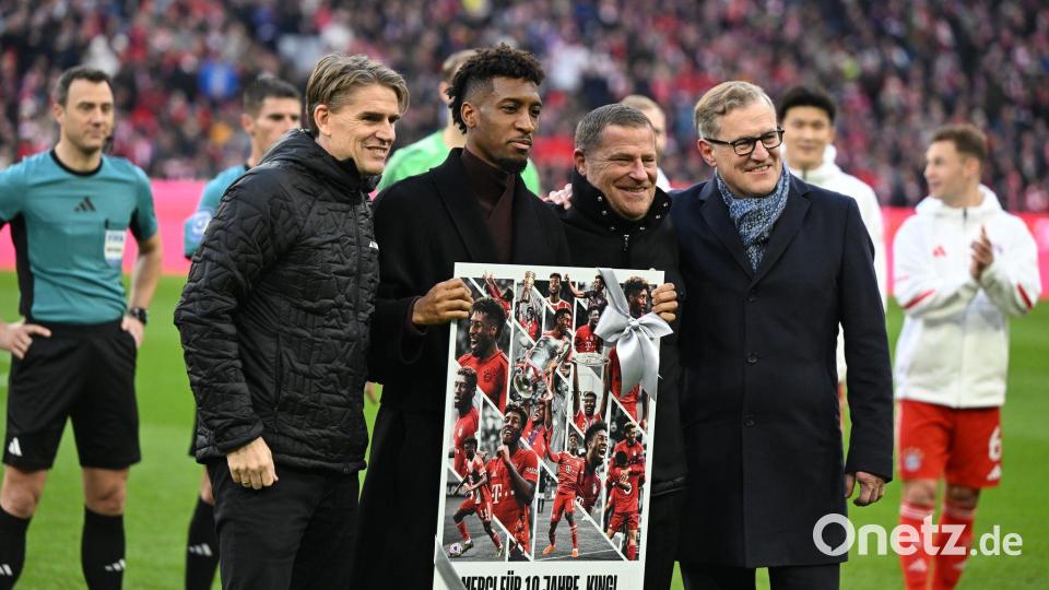 Der FC Bayern verabschiedet Kingsley Coman (2.v.l). Bild: Sven Hoppe/dpa