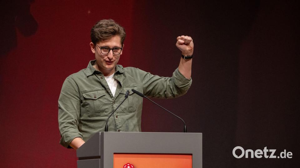 Für die junge Union hat der Juso-Chef wenig nette Worte. Bild: Harald Tittel/dpa