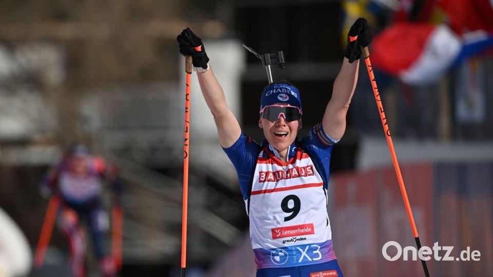 Océane Michelon gewann WM-Silber im Massenstart. (Archivbild) Bild: Martin Schutt/dpa