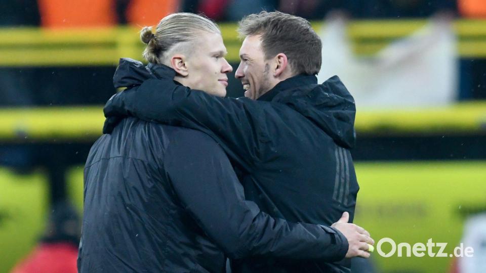 Ein Duell mit Norwegen um Superstar Erling Haaland (l.) ist für die DFB-Elf möglich. (Archivbild) Bild: Bernd Thissen/dpa