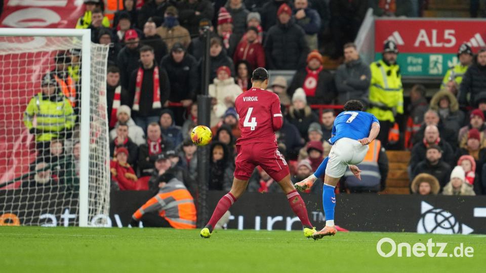 Chemsdine Talbi schoss den FC Sunderland beim FC Liverpool in Führung. Bild: Jon Super/AP/dpa
