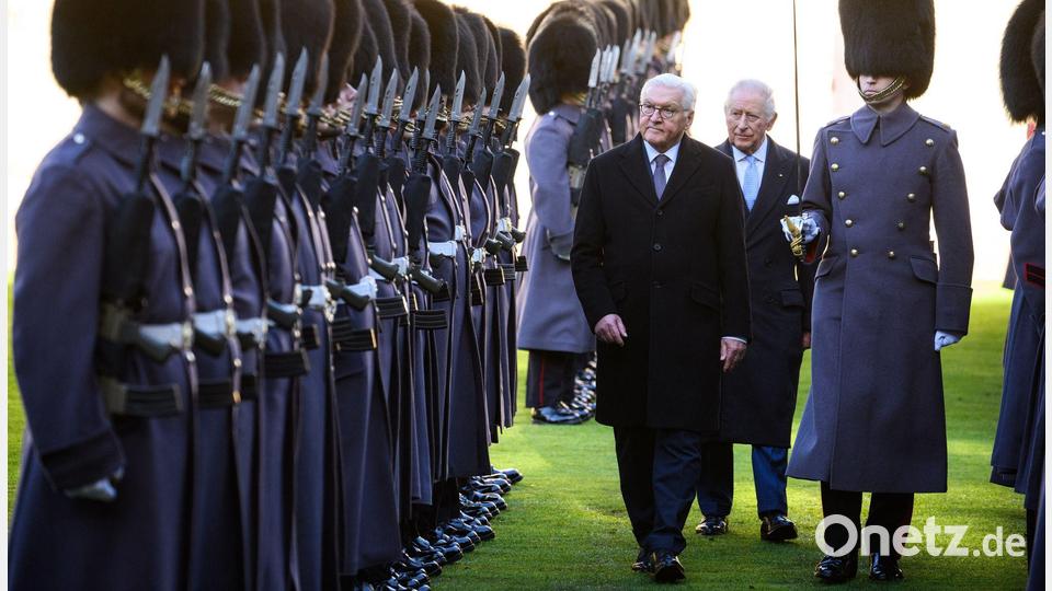 Bundespräsident Steinmeier besucht Schloss Windsor und wird von König Charles III begrüßt. Bild: Bernd von Jutrczenka/dpa