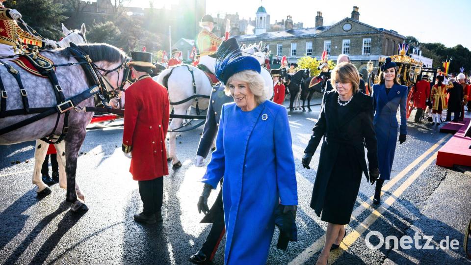 Vor dem militärischen Empfang fuhren Steinmeier und Büdenbender mit ihren Gastgebern per Kutsche durch die Straßen von Windsor. Bild: Bernd von Jutrczenka/dpa