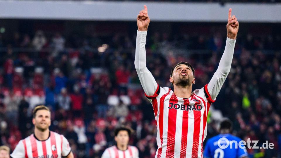 Grifo trifft schon wieder: Der Offensivspieler verwandelte den Elfmeter zum 1:0. Bild: Tom Weller/dpa