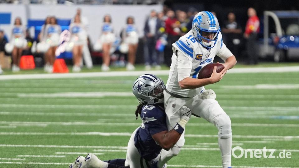 Quarterback Goff (rechts) und die Lions ließen sich von den Cowboys nicht aufhalten. Bild: Paul Sancya/AP/dpa