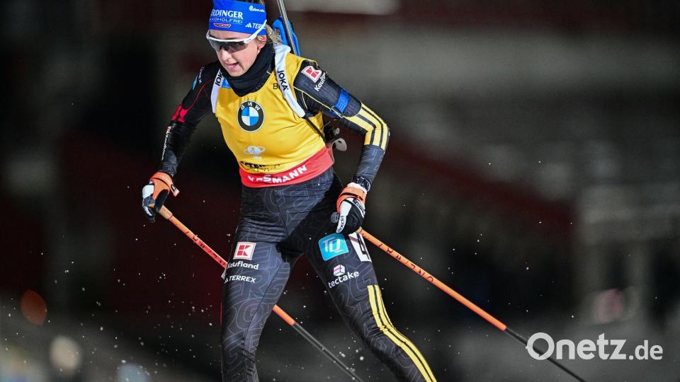 Franziska Preuß kann in Östersund nicht mehr starten. Bild: Hanna Brunlöf/TT News Agency via AP/dpa