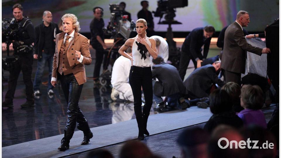 Nach dem Unfall von Wettkandidat Samuel Koch 2010 mussten Gottschalk und Michelle Hunziker „Wetten, dass..?“ abbrechen. Bild: picture alliance / dpa