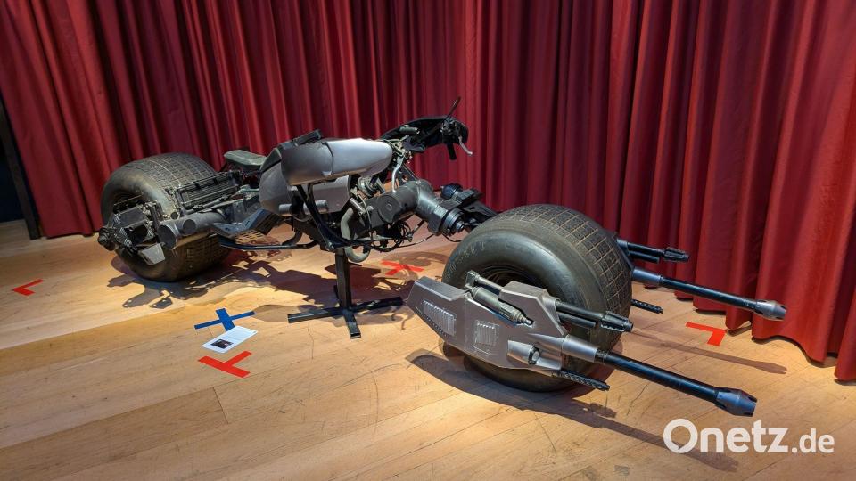 Das ikonische Motorrad von Superheld Batman aus den Filmen &quot;The Dark Knight&quot; und &quot;The Dark Knight Rises&quot;. Bild: Philip Dethlefs/dpa